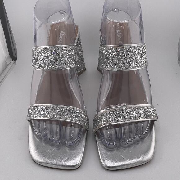 Nordstrom ABOUND Carina Glitter Heel Sandal Silver size 8.5M NWOB - Picture 4 of 7